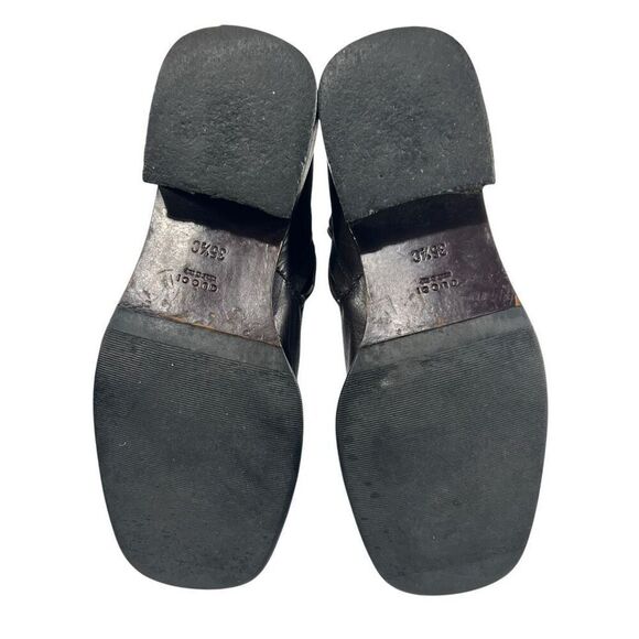 Gucci Dark Brown Leather Ankle Boots Vintage (35.5 IT) Authentic Square Toe Sz 5 - Picture 4 of 9